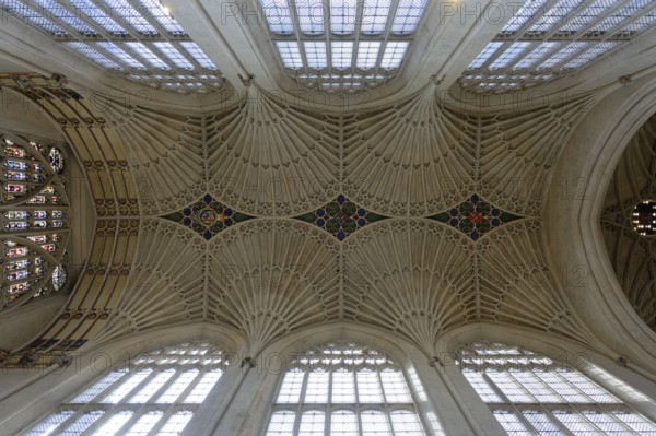 Interior view, ceiling, Bath Abbey, Bath, England, Great Britain