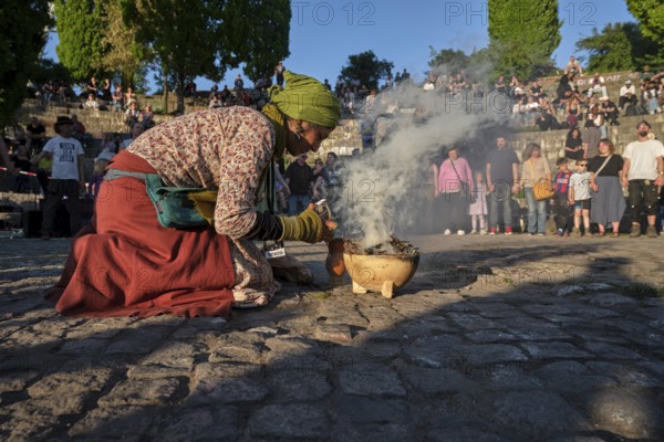 Germany, Berlin, 30.04.2025, Peaceful Walpurgis in Mauerpark, Amphitheatre, Preparation Peace Circle, Incense, Europe