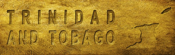 Trinidad and Tobago Map and Text on Grunge Gold Texture
