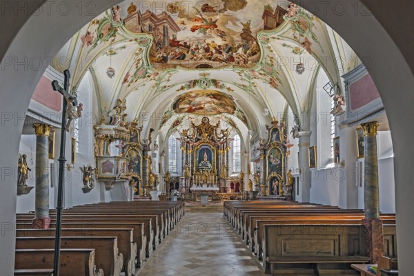 The parish church of St Laurentius, Königsdorf, Upper Bavaria, Bavaria, Germany, Europe