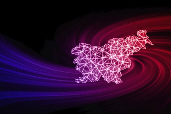 Map of Slovenia, Polygonal mesh line map, modern map