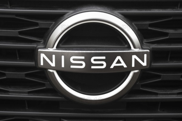 WETZLAR, Germany 2022-04-23: Nissan logo on a car. Nissan is a Japanese multinational automobile manufacturer