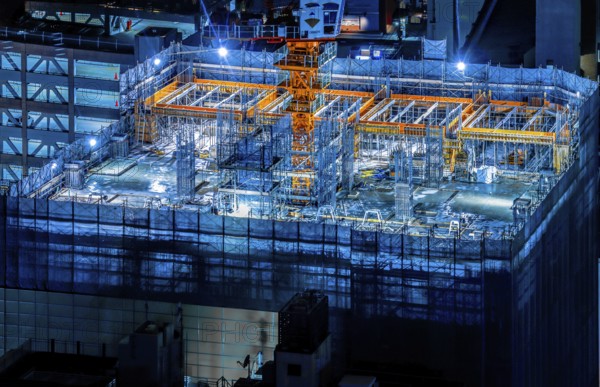 Image of the construction site of the building. Shooting Location: Yokohama-city kanagawa prefecture