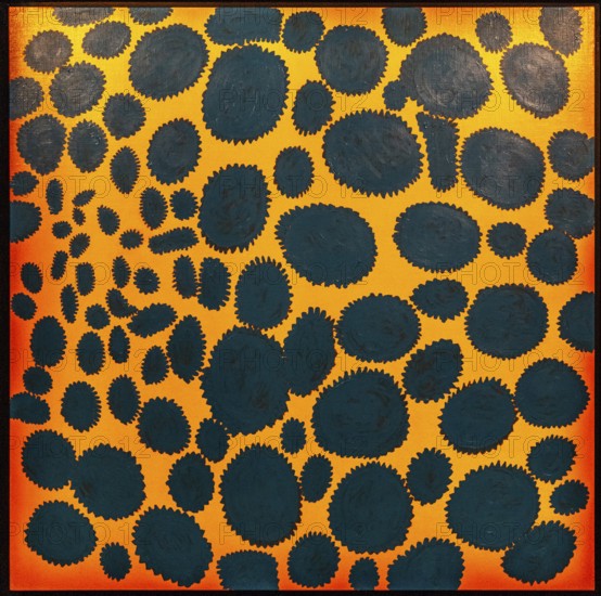 Yaoi Kusama, Splendor of Stars Changing into Blue, 2019, Acrylic on canvas, Moco Museum, Amsterdam, Netherlands