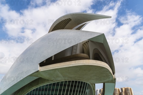Valencia, Spain, July 30, 2023: View of Palau de les Arts Reina Sofia in Valencia in the City of Arts and Sciences. It was designed by famous Spanish architect Santiago Calatrava, Europe