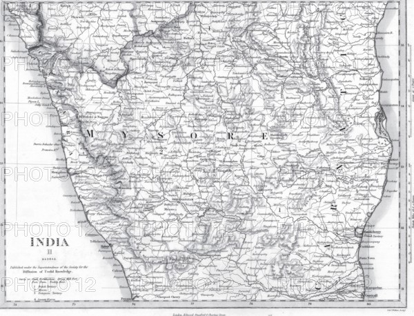 A map of India II, Madras now Chennai, Tamil Nadu, India, Asia