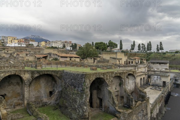 Ercolano, Italy, 25 November, 2023: view of the excavated ancient Roman city of Herculaneum near Napoli, Europe