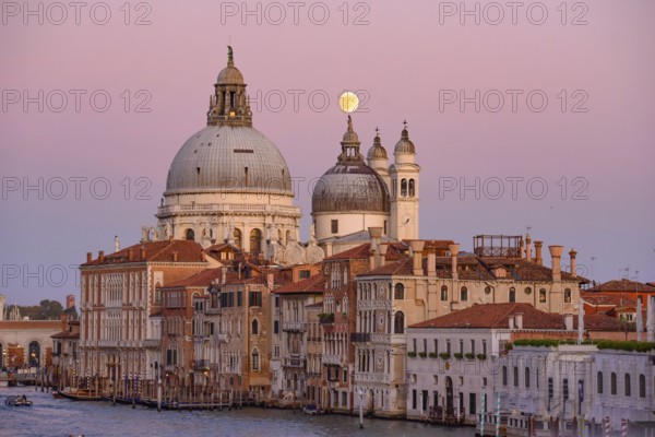 Sunset view of Basilica di Santa Maria della Salute (Saint Mary of Health), a Catholic church in Venice, Italy, Europe
