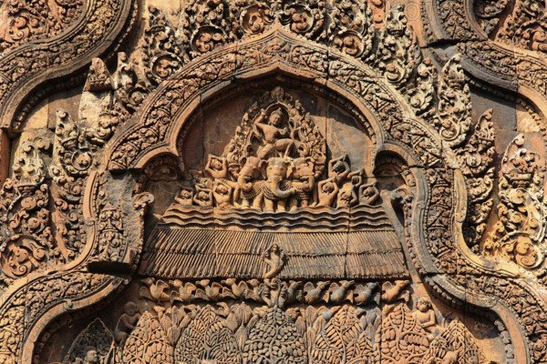 Detail of the temple complex of Banteay Srei in Cambodia