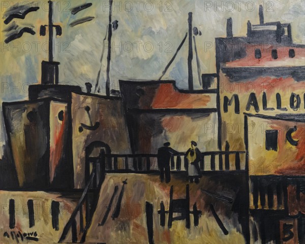 Alceu Ribeiro, Puerto, 1989, oil on canvas, krekovic museum, Palma, Majorca, Balearic Islands, Spain, Europe