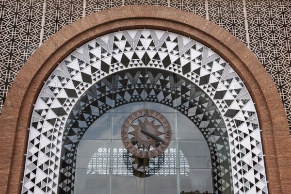 MARRAKECH, MOROCCO, APRIL 20, 2023, Modern oriental building of the central train station of Marrakech, Morocco, Africa