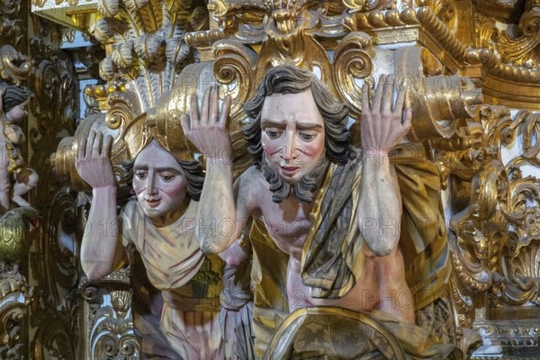Inside the Sao Francisco Church of Salvador, located in the historical center of Salvador, in the State of Bahia, Brazil. Baroque architecture. Unesco World Heritage. September 16th, 2020