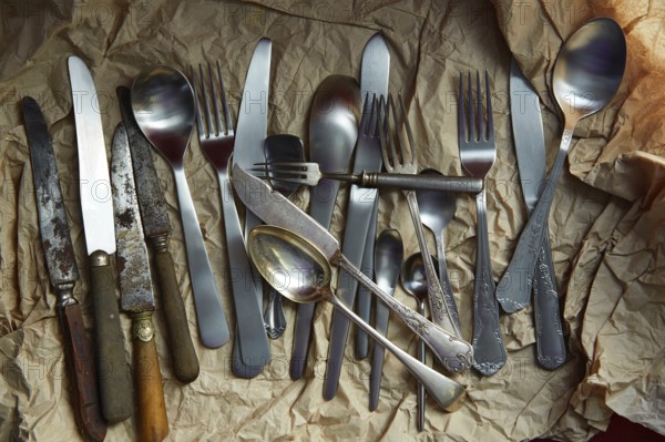 Cutlery silverware vintage antiques from second hand market