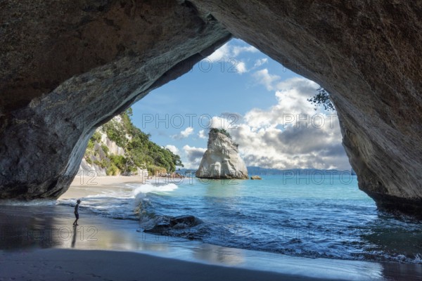Scenic Cathedral Cove at Coromandel peninsula, New Zealand, Oceania