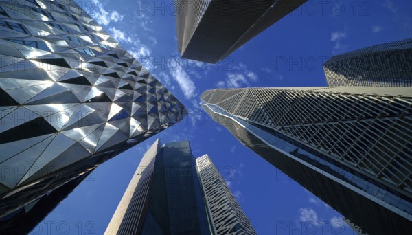 Architecture, buildings, skyscrapers, banks, finance, financial district, financial centre, economy, banking district, Riyadh, Saudi Arabia, Middle East, Middle East, Asia