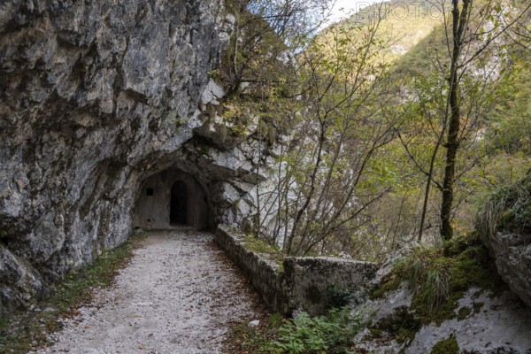 Historic fort Kluze and surrounding defense systems in the Soca valley, Slovenia, Europe