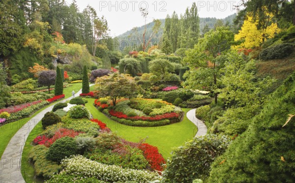 Masterpiece of landscape gardening art - Sunken-garden on island Vancouver