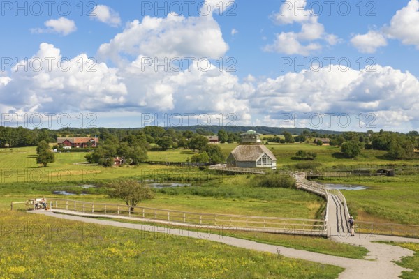 Lake Hornborgasjön in Sweden and the visit center
