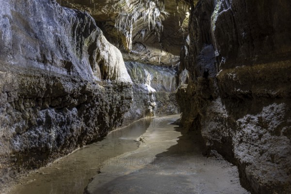 Stalactite cave, Ingleborough Cave, Clapham, Yorkshire Dales, England, Great Britain