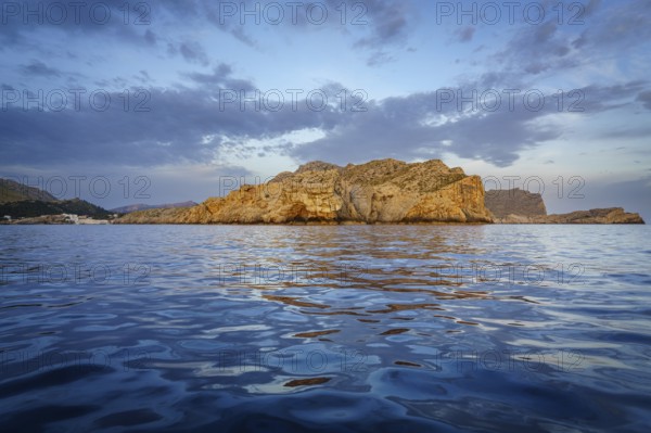 Cala Sant Vicenc and the tip of Ses Coves Blanques, Tramuntana coast, Pollensa, Majorca, Balearic Islands, Spain, Europe