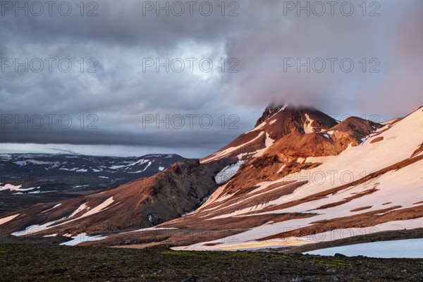 Sunset near Kerlingarfjoll geothermal area in a summer day, Iceland, Europe