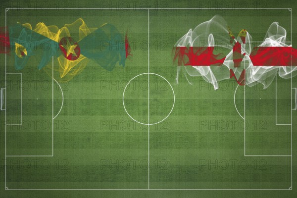 Grenada vs Northern Ireland Soccer Match, national colors, national flags, soccer field, football game, Competition concept, Copy space