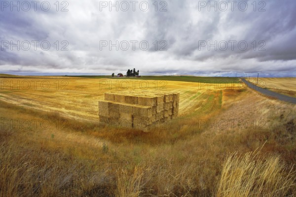 The big haystack on an autumn floor after harvesting. Other photos of autumn fields of Montana can be seen in my portfolio