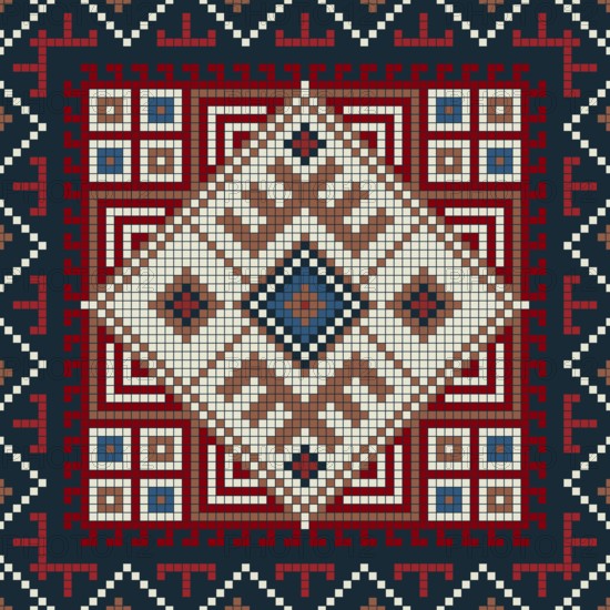 Traditional Georgian folk art embroidery vector pattern
