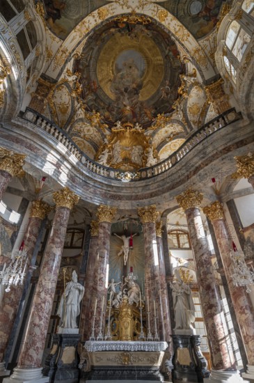 Interior of the Court Chapel of the Würzburg Residence, consecrated in 1743, Würzburg, Lower Franconia, Bavaria, Germany, Europe