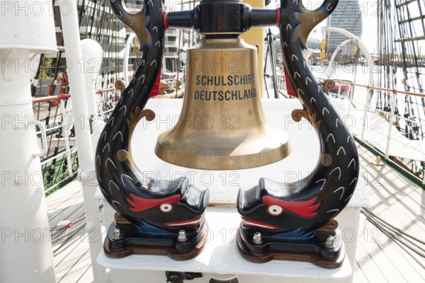 Ship's bell, sailing ship, training ship Germany, Bremerhaven, Germany, Europe