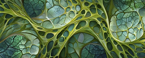 Abstract illustration of fractal patterns found in nature representing the application of mathematical patterns in technology and design, AI generated