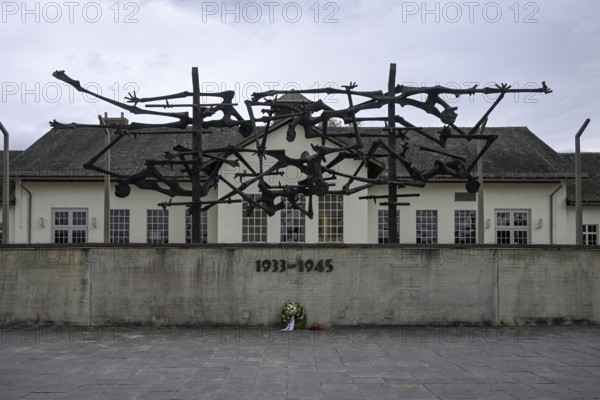 Sculpture by Nandor Glid in the former Dachau concentration camp, concentration camp memorial, Dachau near Munich, Bavaria, Germany, Europe