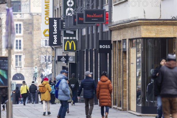Pedestrian zone Königstraße with shops and passers-by, street scene. Stuttgart, Baden-Württemberg, Germany, Europe