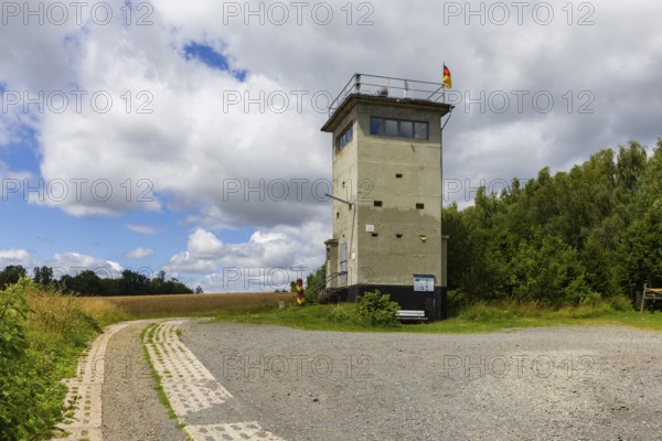 The former GDR border tower in Bartolfelde, between Bartolfelde and Bockelnhagen, is located on the Green Belt, Bartolfelde-Bockelnhagen border tower, Bartolfelde-Bockelnhagen, Lower Saxony, Germany, Europe