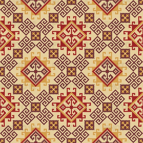 Traditional Georgian folk art embroidery vector pattern