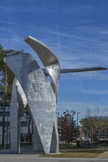Artwork The Wings by Daniel Liebeskind, in front of the reception building of the Siemens Campus, Erlangen, Middle Franconia, Bavaria, Germany, Europe