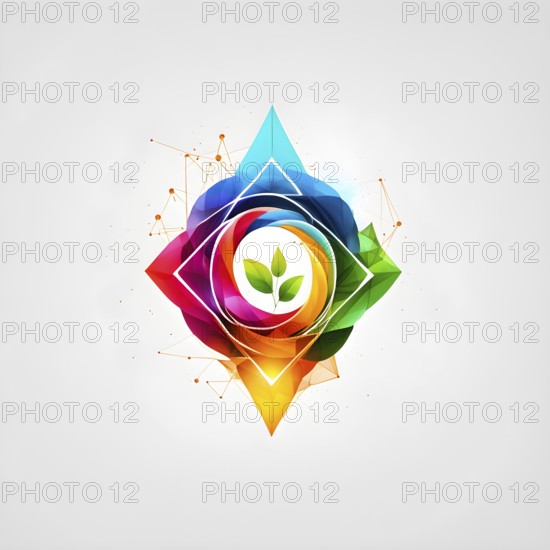 Minimalist illustration in simple geometric shapes representing ecological energy, AI generated