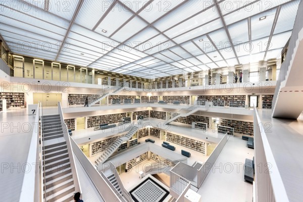 Stuttgart City Library at Mailänder Platz. Interior view. Stuttgart, Baden-Württemberg, Germany, Europe