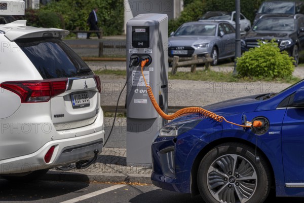 Electric car at the charging station, Berlin, Germany, Europe