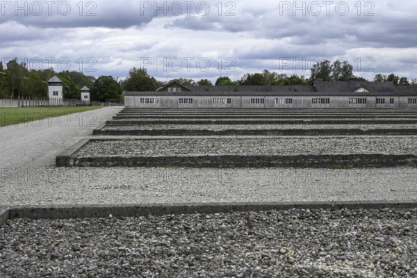 Reconstructed prisoner barracks in the former Dachau concentration camp, now a concentration camp memorial, Dachau near Munich, Bavaria, Germany, Europe