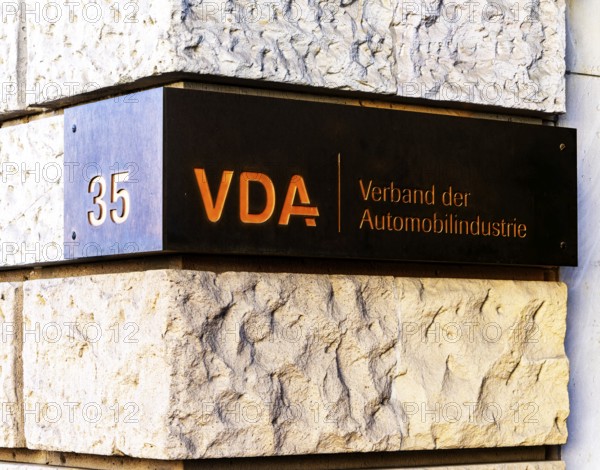 VDA, German Association of the Automotive Industry, company sign at the entrance, Berlin, Germany, Europe