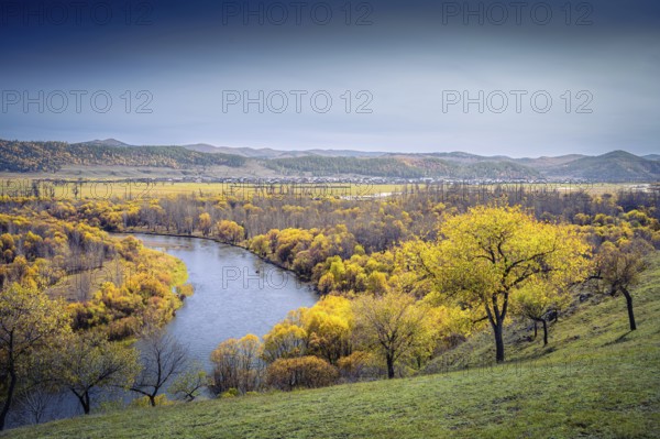 Zelter river in fall time, Selenge province, Mongolia, Asia