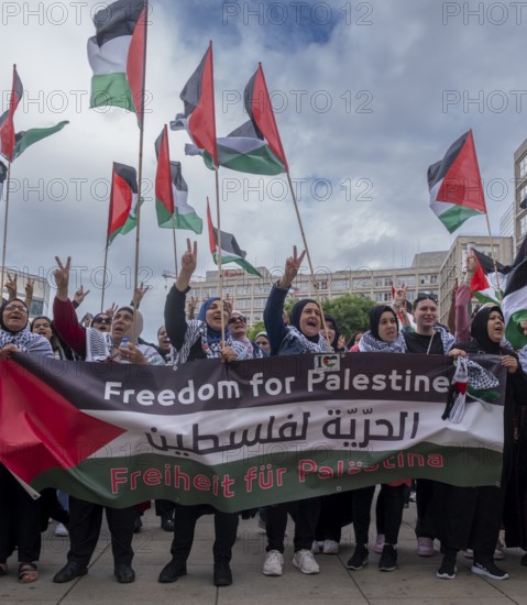 Germany, Berlin, 29 May 2024, Pro-Palestine demonstration, Alexanderplatz, Europe