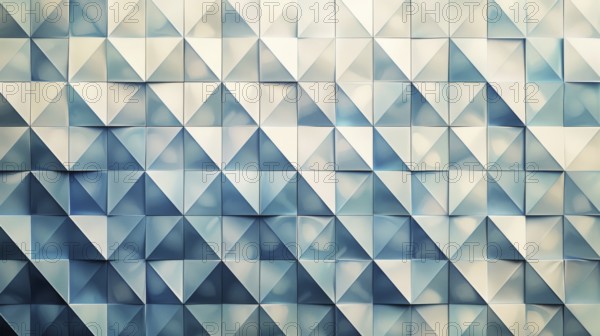 Calm and soft pastel blue 3D geometric triangular pattern with a symmetric design, ai generated, AI generated