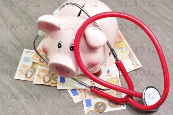 Concept, healthcare. Health service with piggy bank
