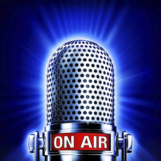 High resolution rendering of a microphone with a on air icon