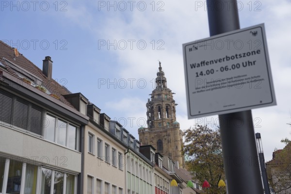 Weapons ban zone in Heilbronn, weapons ban, Heilbronn, security, order, weapons, city administration, Kilianskirche, St Kilian, Heilbronn-Franken, Baden-Württemberg, Germany, Europe