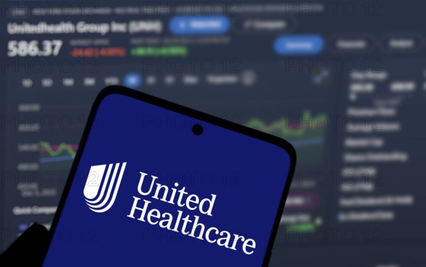 Dhaka, Bangladesh- 06 Dec 2024: UnitedHealthcare logo is displayed on smartphone. UnitedHealth Group Incorporated is an American multinational health insurance company.