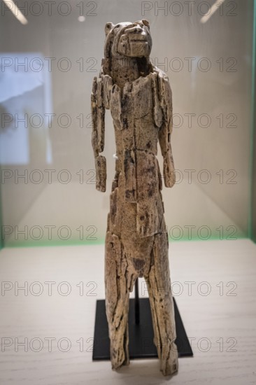 Lion man from Stadel, upper paleolithic mammoth ivory sculpture, replica, Museo de la evolución humana, MEH, Burgos, Spain, Europe