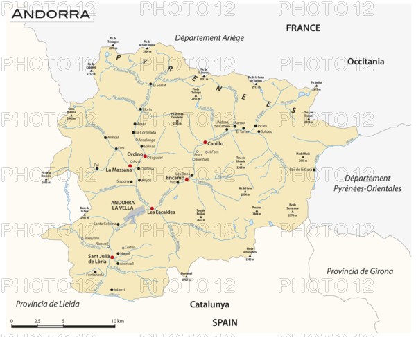 Vector map of the Principality of Andorra